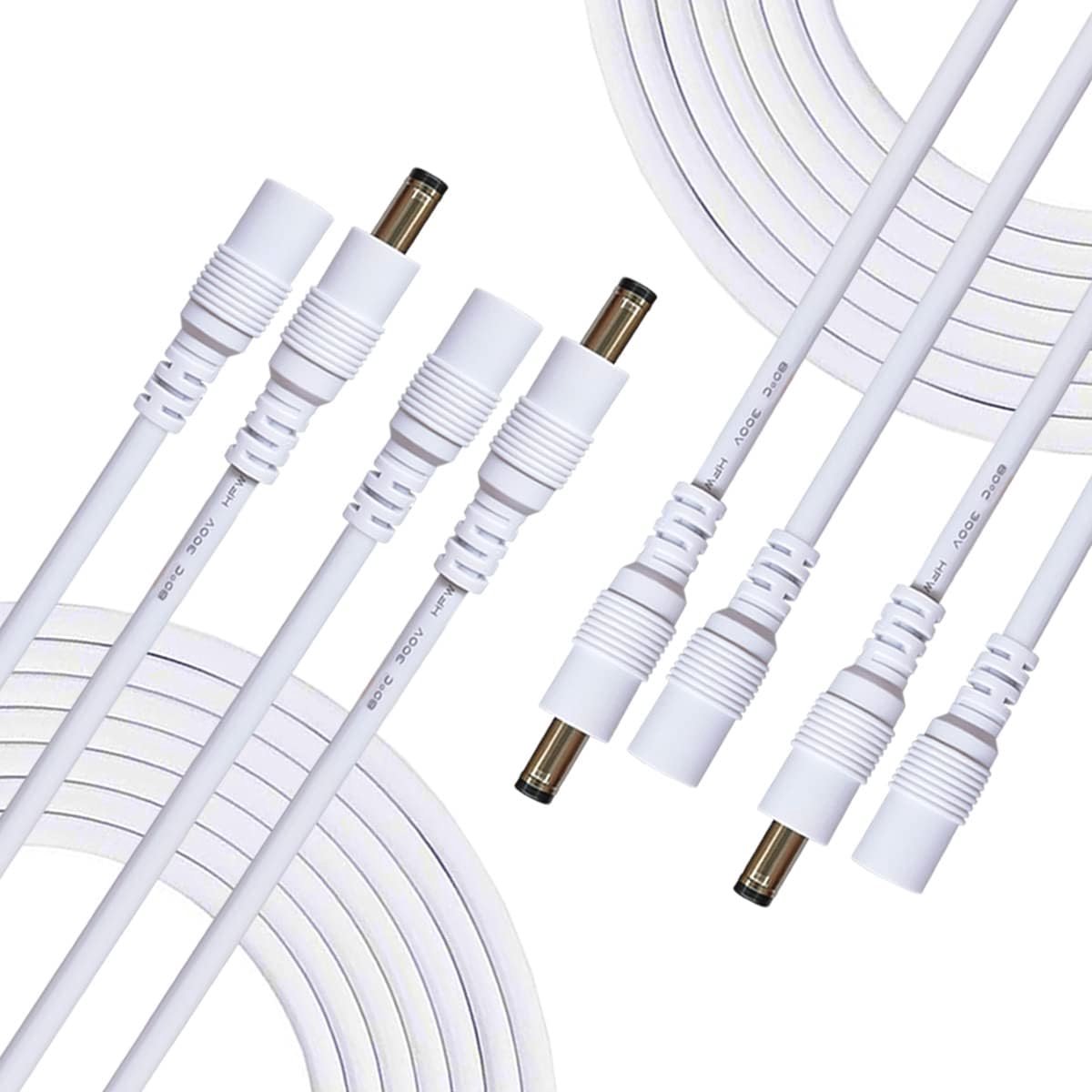 4-Delige 3m Verlengkabel 5,5mm x 2,5mm DC-Voedingskabel Splitter Mannelijk naar Vrouwelijk Connector voor CCTV-camera