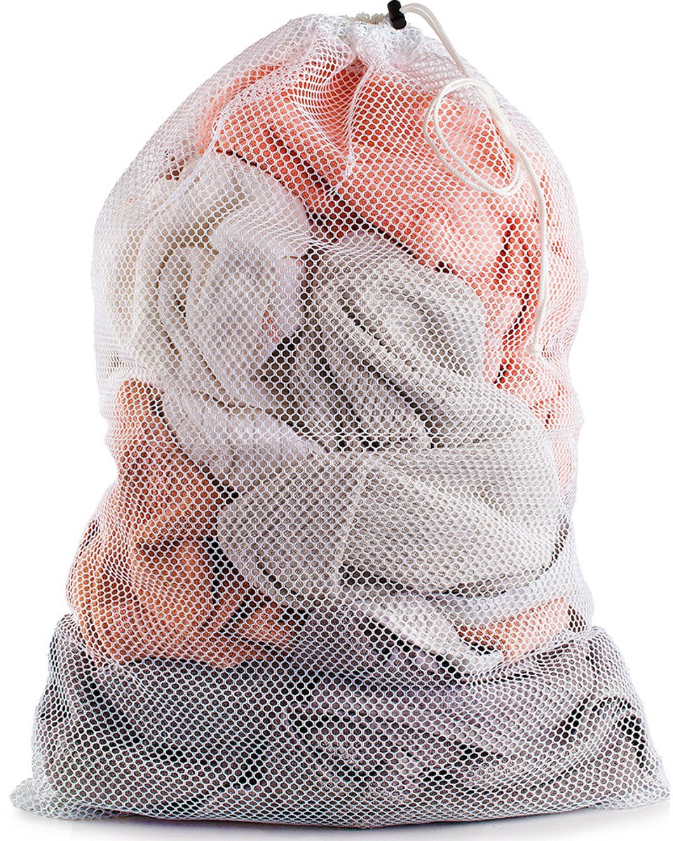 Grote waszak- Treksysteem - Trekbandsluiting - Polyester - Laundry bag - Laundry Bag - Wasnet – Waszakje - Groot XL - 60x90CM - Wit - LOUZIR