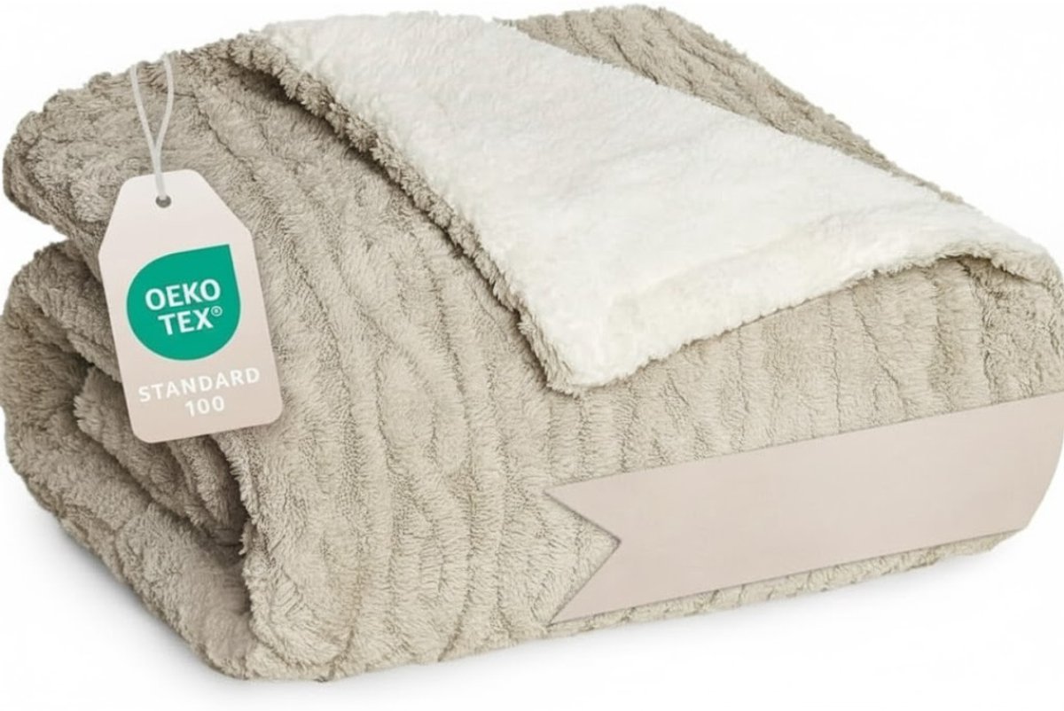 Fleece Blanket - Soft Plaid - Heated Blanket - 150 x 200 cm - Beige