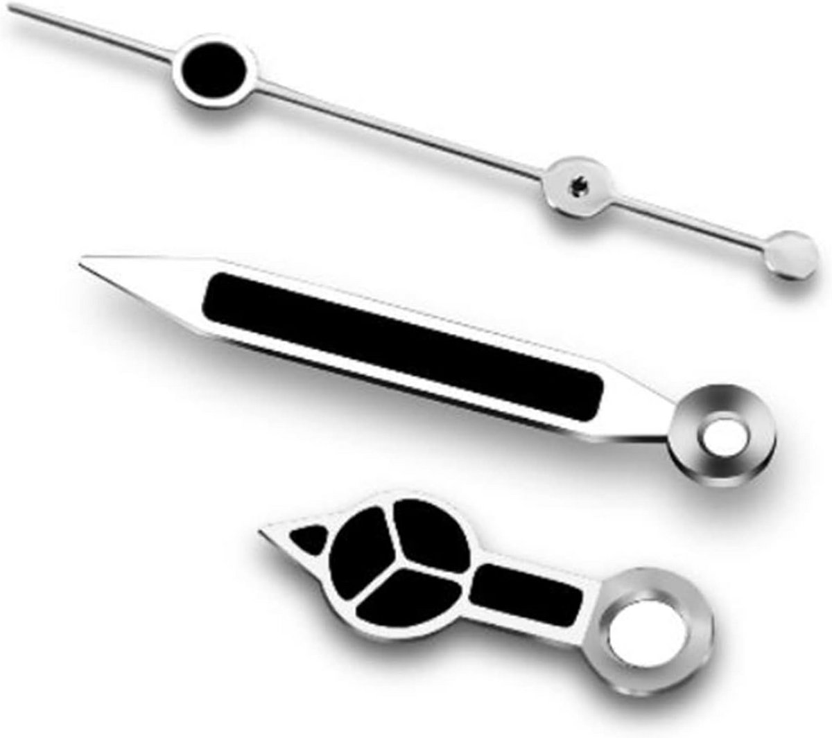 Zwarte Horloge Handen 3 Pins Voor NH35-NH36 Beweging - Lichtgevende Reparatie Onderdelen