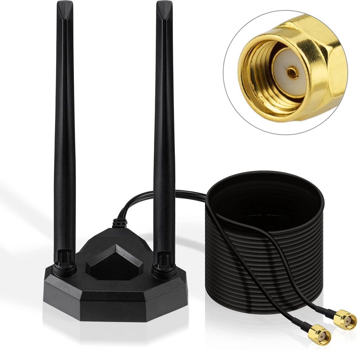 Omnidirectionele Wi-Fi Antenne voor Desktop Router met Dubbele Antenne en Magnetische Basis