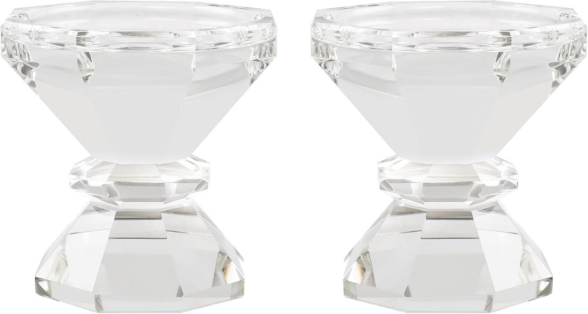 Set van 2 Hoge Kristallen Kandelaars voor Elegante Tafeldecoratie