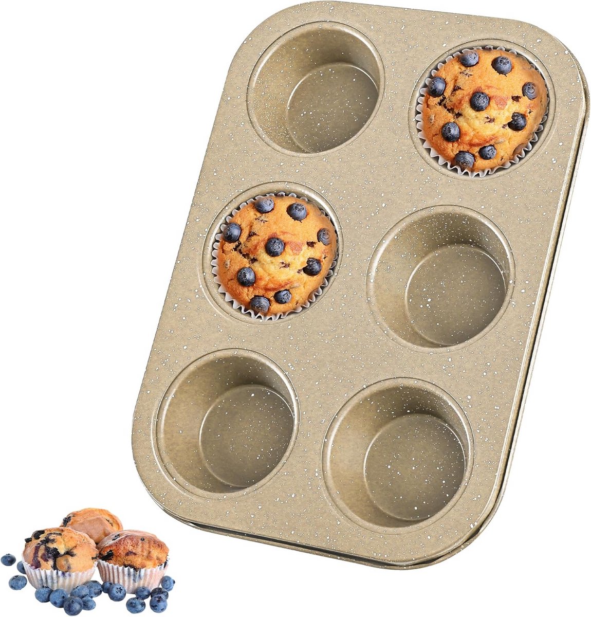 6-Kops Muffinbakvorm met Antiaanbaklaag - Carbonstaal Cupcake Pan