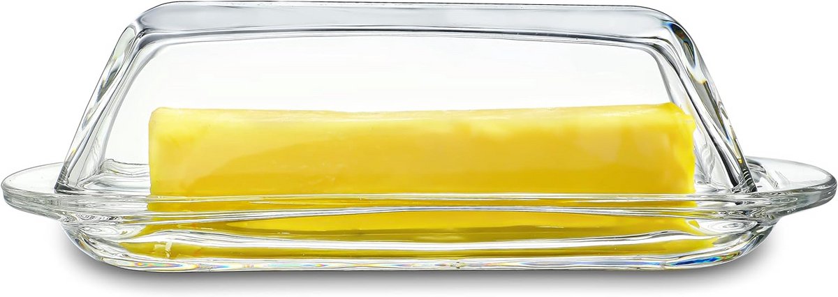 Glazen Boterdoos met Deksel 7 Inch - Elegante Boterhouder van Kristalglas voor Aanrecht