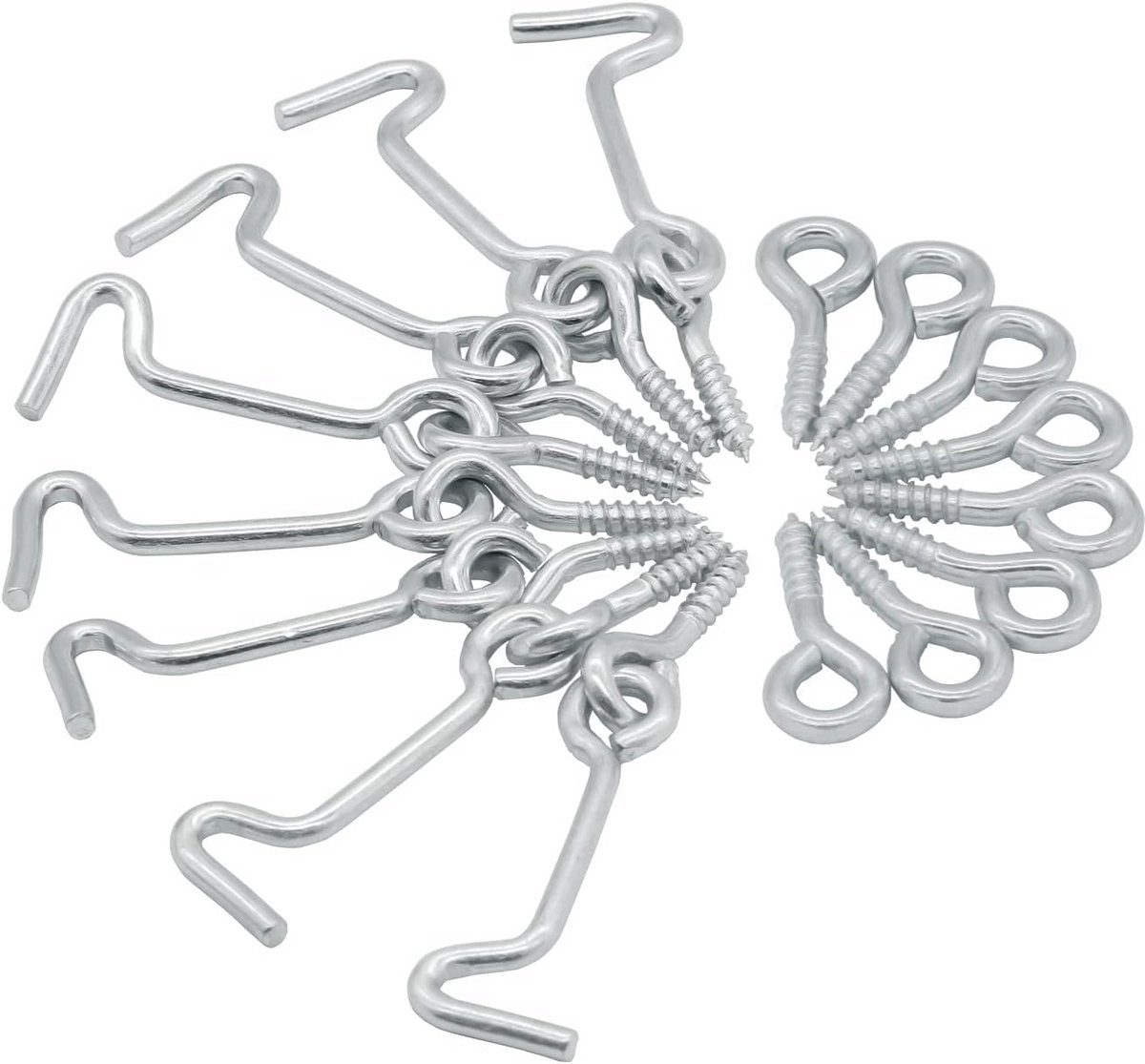 Oogvergrendeling Swivel Latch - Cabine Haak - Deuren Beveiligen - Roestbestendig Metaal - 8 Stuks - Zilver