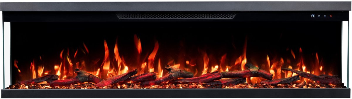 Driezijdige Sfeerhaard Elektrisch UNITY 107 - premium vlam - voor wand en inbouw - 107x19x36 cm - Elektrische LED-haard met verwarming 900/1800 W