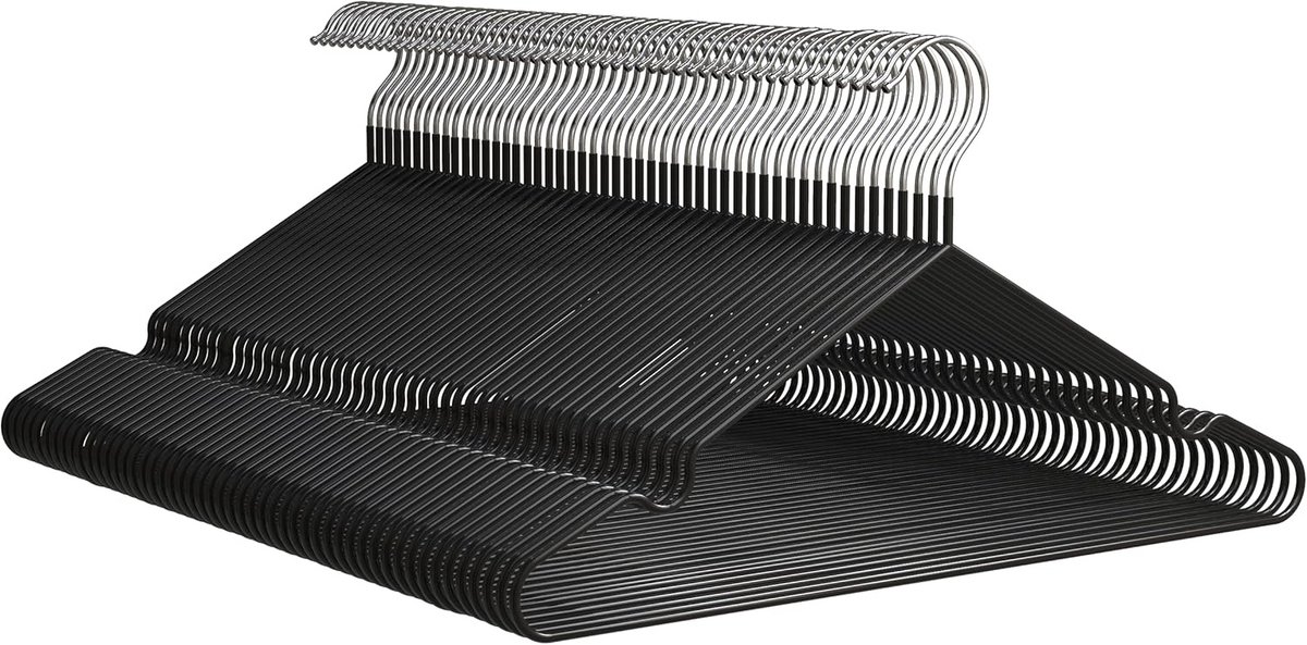 Metaal Kledinghangers Set van 50 - Rubber Coated, Ruimtebesparend en Niet-Slip