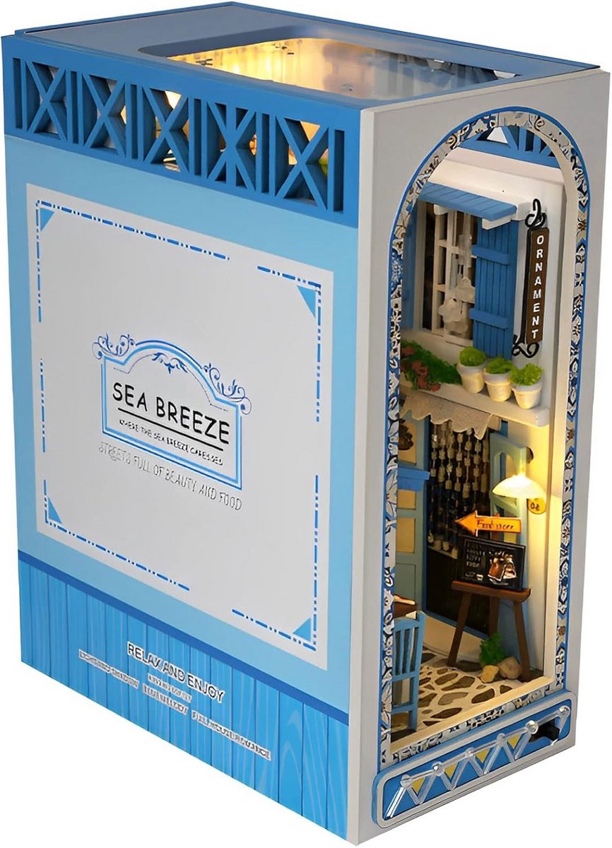 DIY Houten Boekenhoek Miniature Set met LED Verlichting - Boekenplank Decoratie