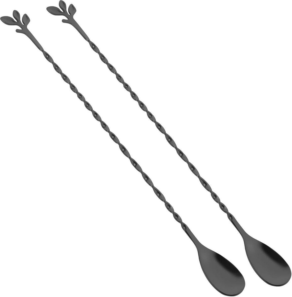 Set van 2 roestvrijstalen menglepels 30 cm met spiraalpatroon