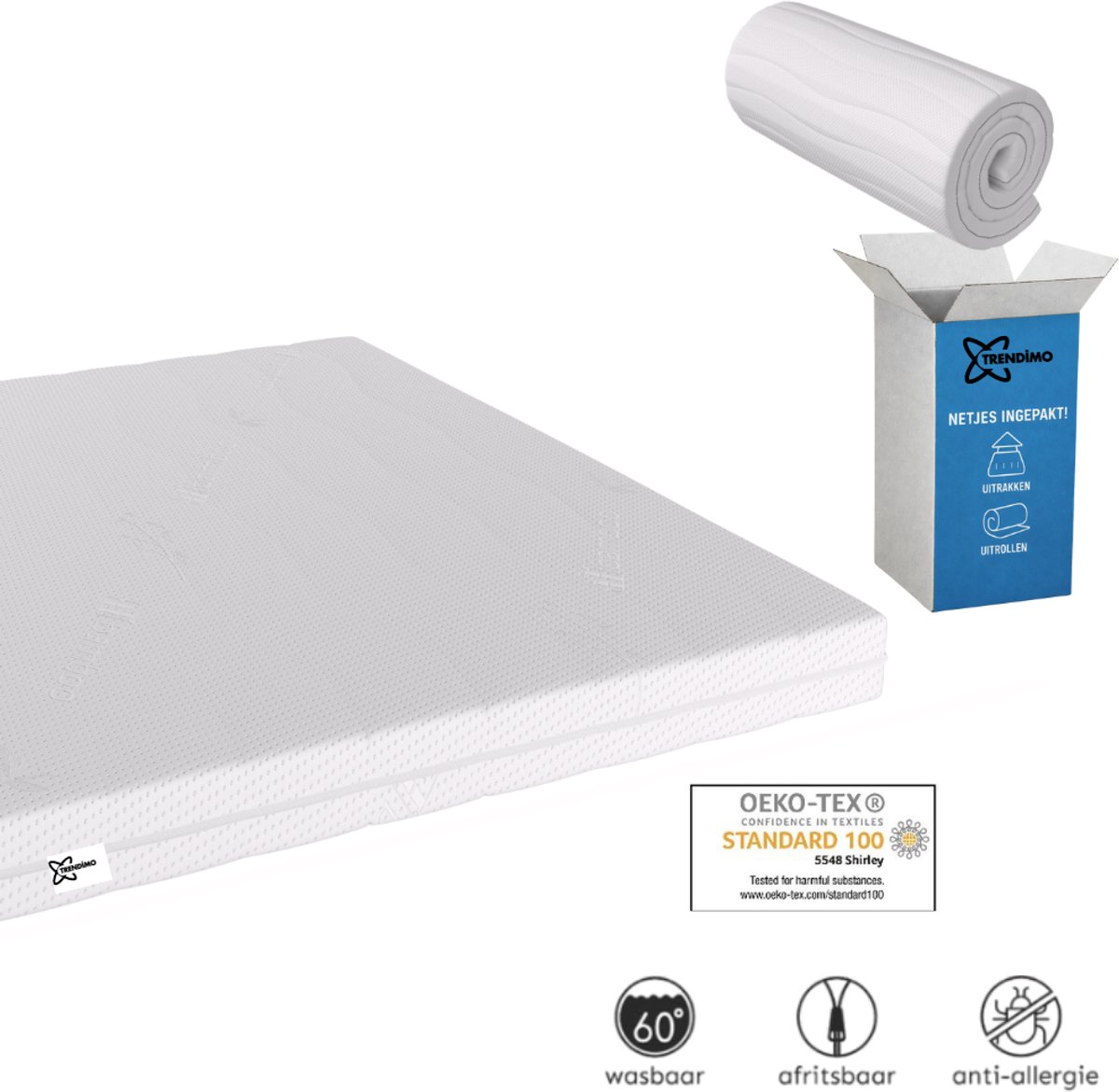 Topdekmatras 160x200 NASA Traagschuim Topper 6cm dik