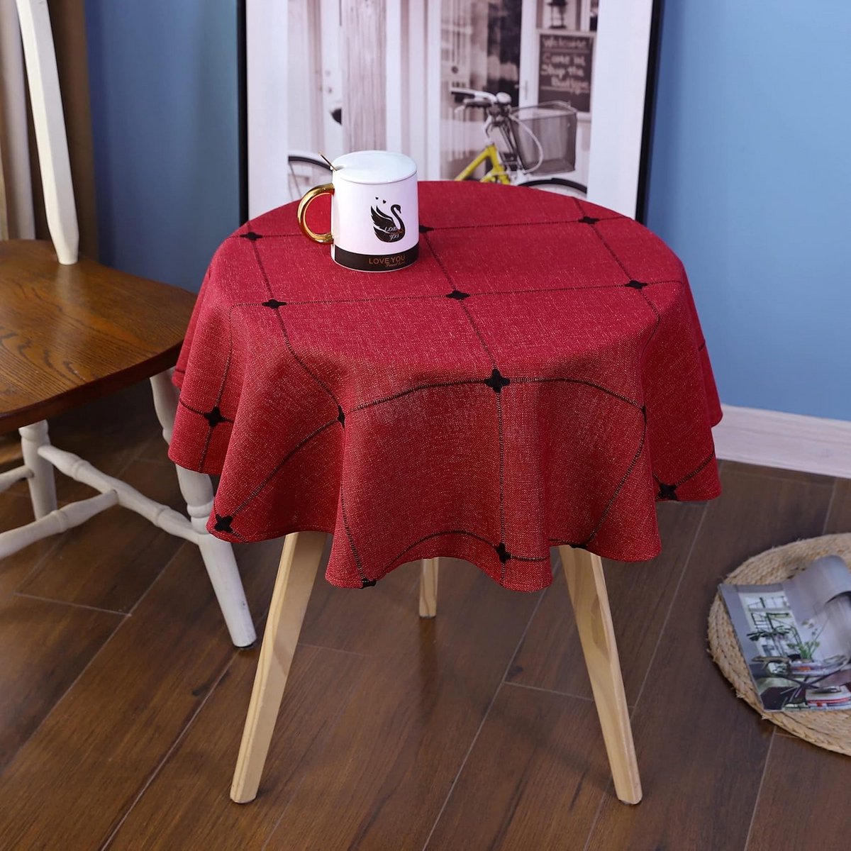 Rond Tafelkleed Rustiek Rood Geruit Katoen Linnen 91,4 cm voor Keuken en Feest