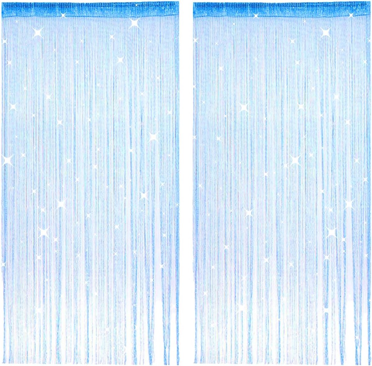 Draadgordijn Set - Franjegordijn Deurgordijn - Insecten Buiten Houden - Wasbaar Polyester Materiaal - 2x 100x200 cm - Blauw