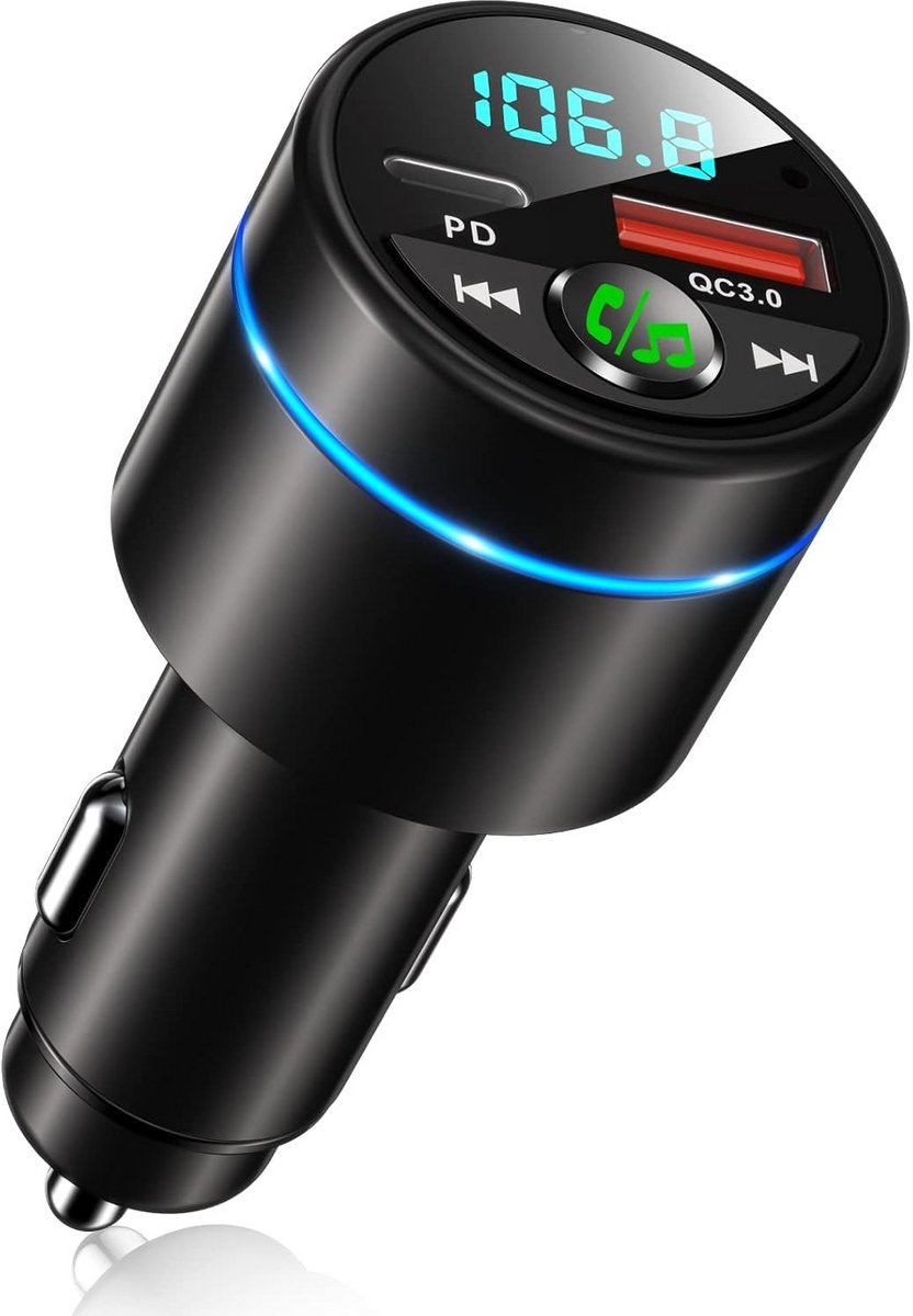 Bluetooth FM Zender voor Auto met 30W PD en QC3.0 Snelladen