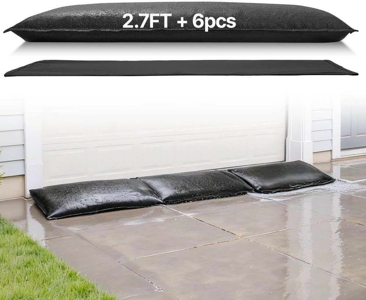 Zandzakken - Waterkering Set - Set van 6 - Afmeting 83 x 43 cm - Zandvrij en Herbruikbaar - Overstromingsbescherming - Voor Deur, Kelder, Garage