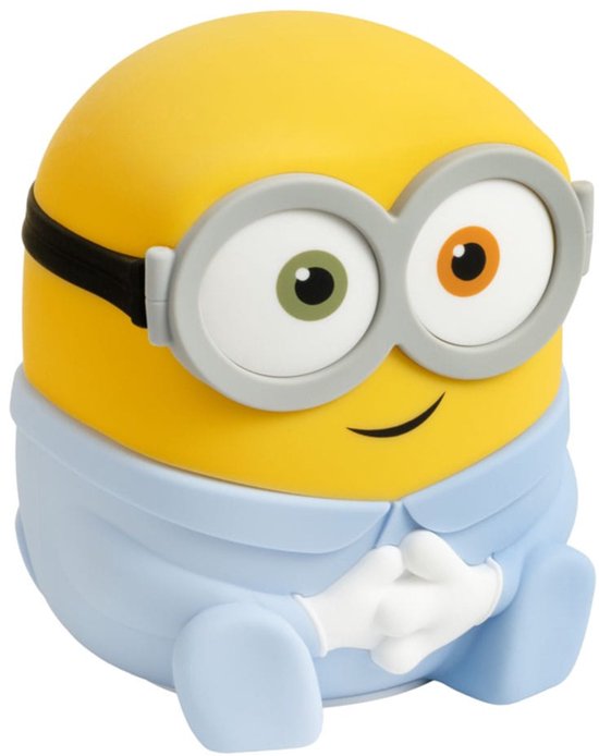 Minion Bob nachtlampje in blauw met bril met groene en oranje ogen.