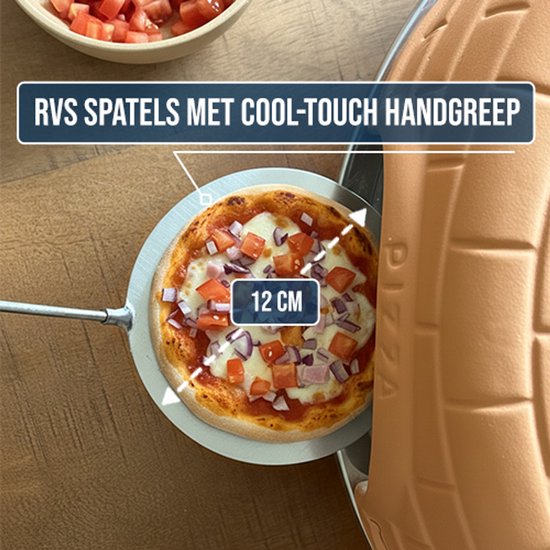 BluMill Mini Pizza Oven met Gourmetstel - Mini Pizza Oven voor 6 Personen - Terracotta Koepel - Incl. Gietijzeren Grillplaat - Incl. 6 RVS Pizzaspatels en Deeguitsteekvorm — afbeelding 3