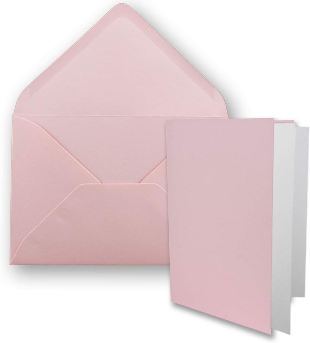 50x Set Roze Dubbele Kaarten DIN B6 met Enveloppen en Inlegvellen - 115x170 mm