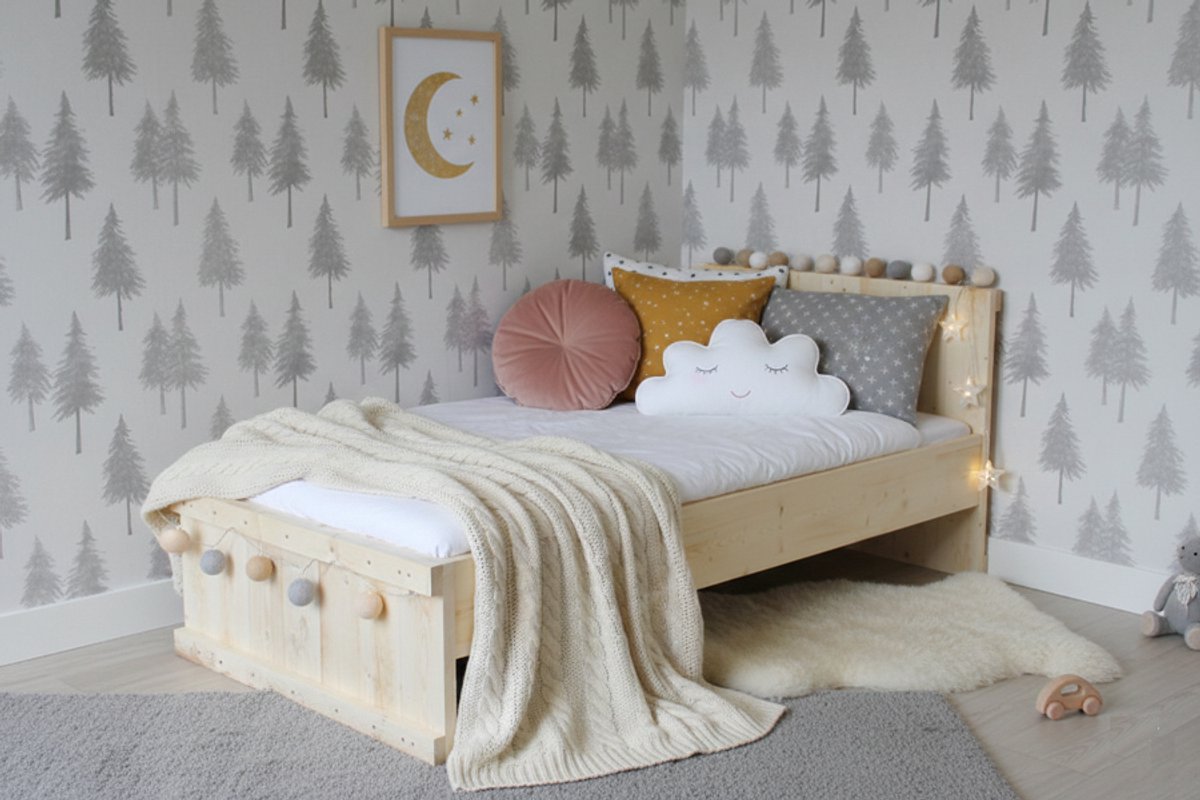 Rockwood® Tienerbed Michael met lattenbodem en 1 combi opberglade white wash Naturel