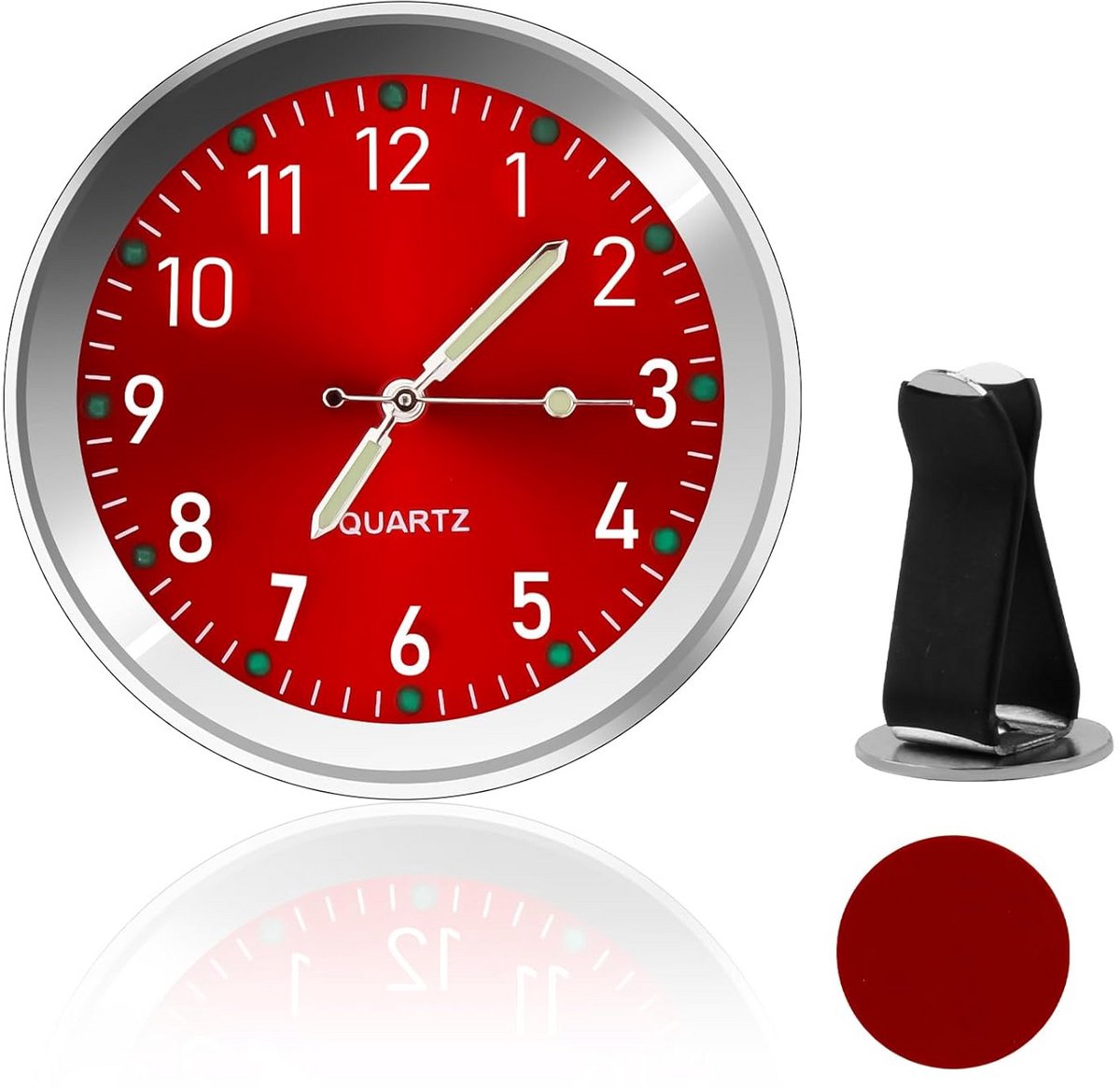 Kleine Digitale Mini Klok voor Auto Dashboard en Ventilatie - Voor Binnen en Buiten - Rood