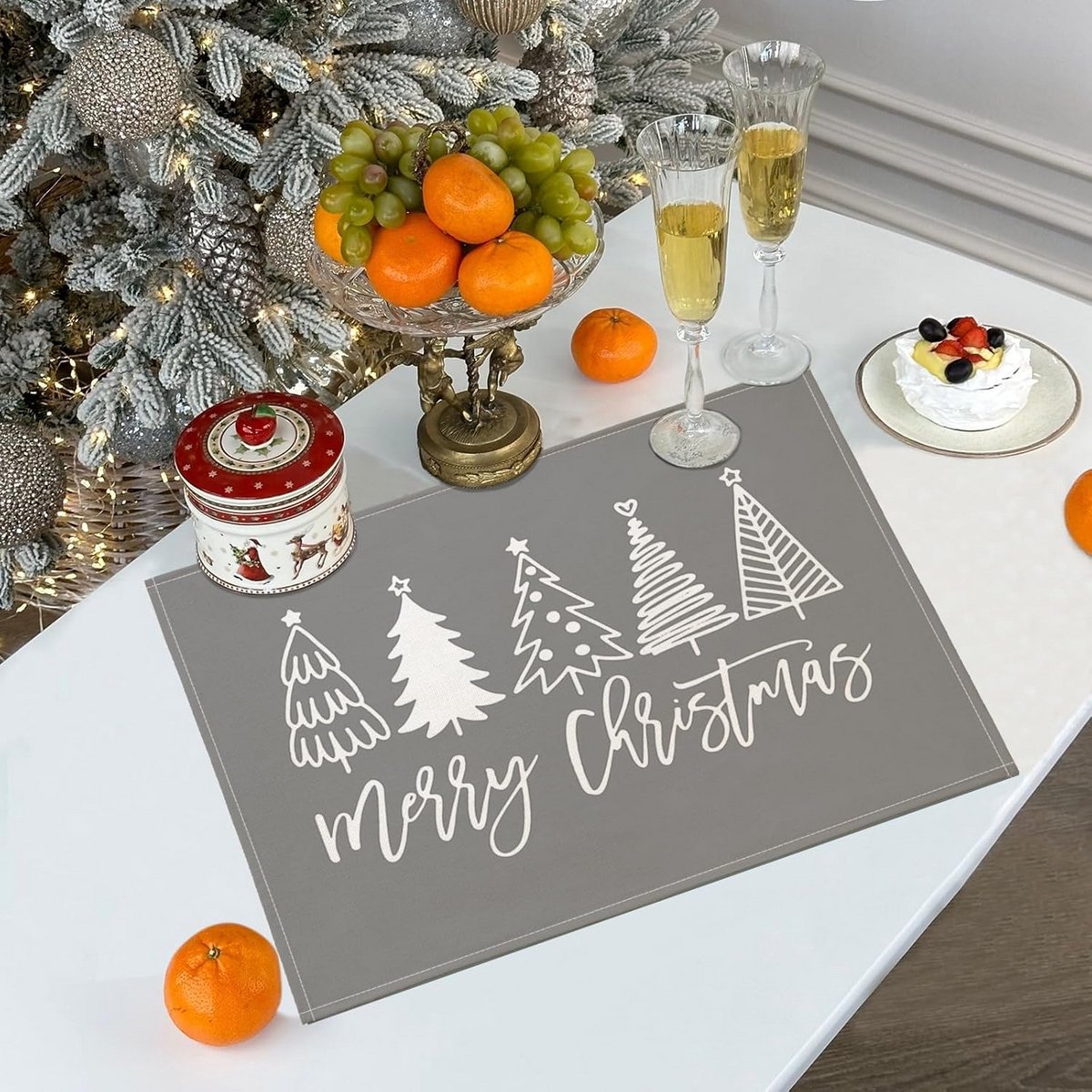 Kerst Tafelloper Sets - Wasbare Placemats voor Binnen en Buiten