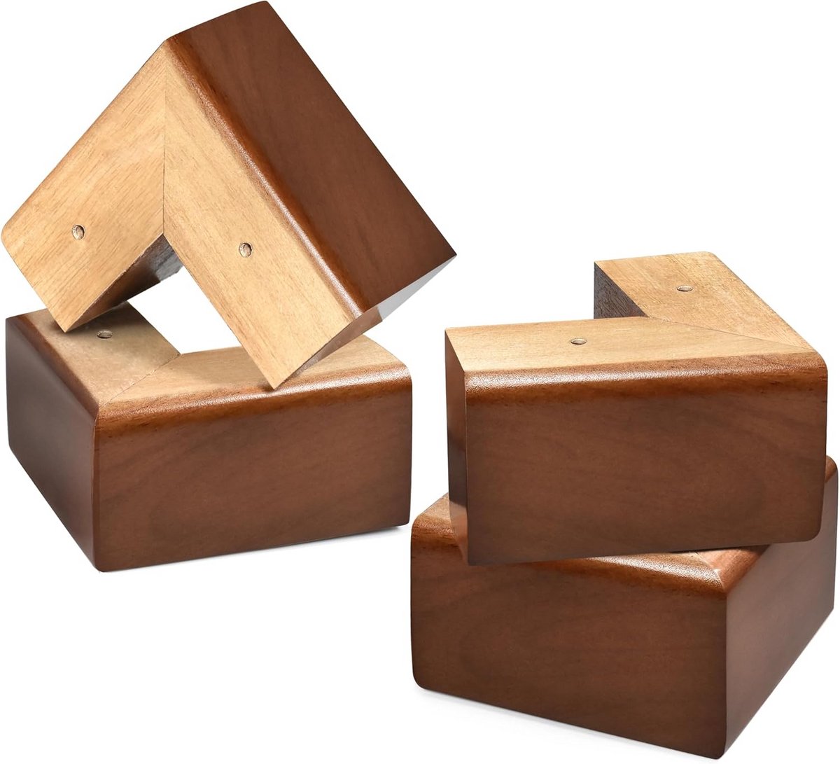 Set van 4 Houten Bed- en Bankverhogers L-Vormig - 7.5 cm Hoogte
