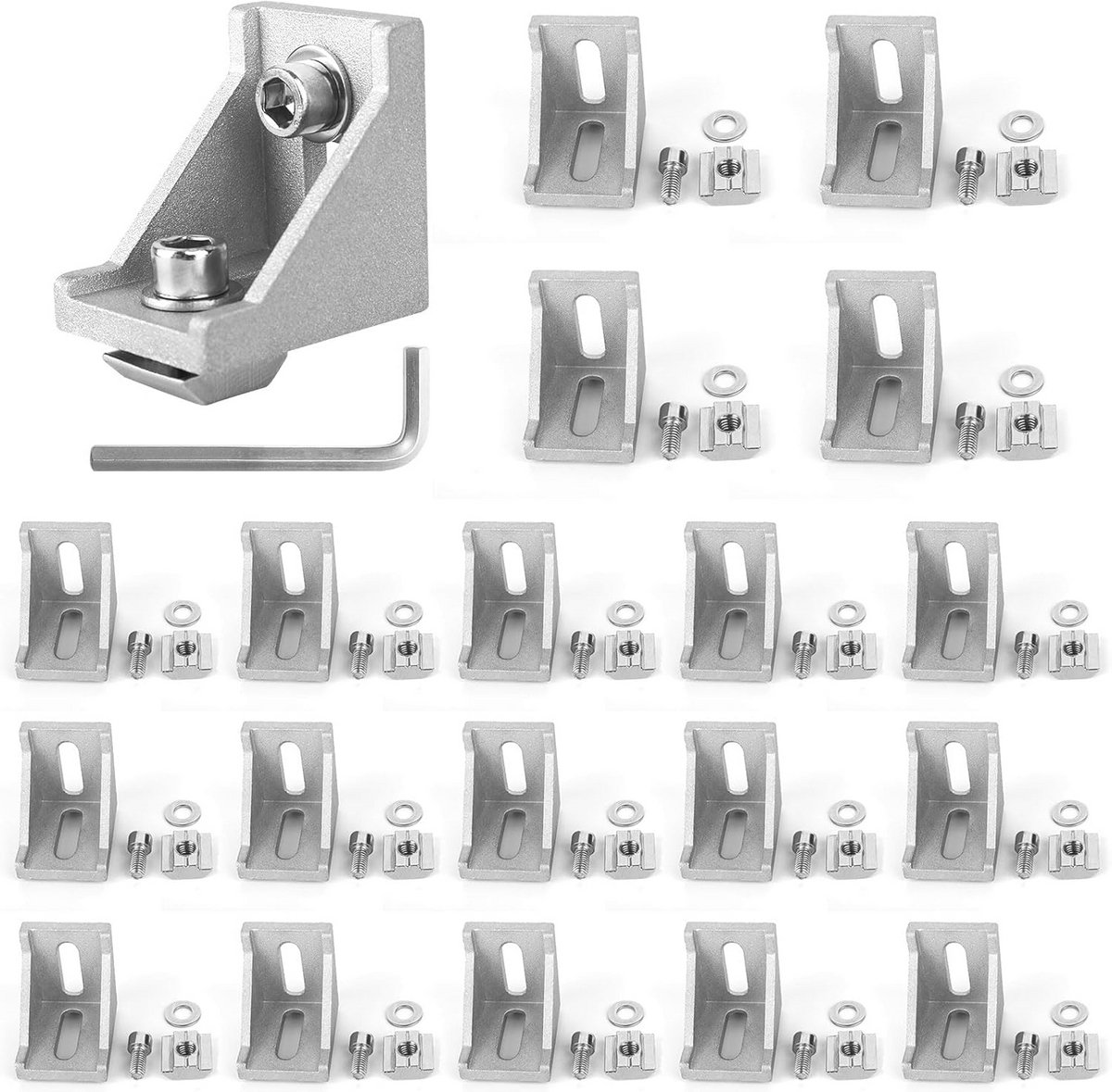 Aluminium Profielen 30 x 30 voor 3D-printers - 20 Stuks met Montagemateriaal en Hoekverbinder