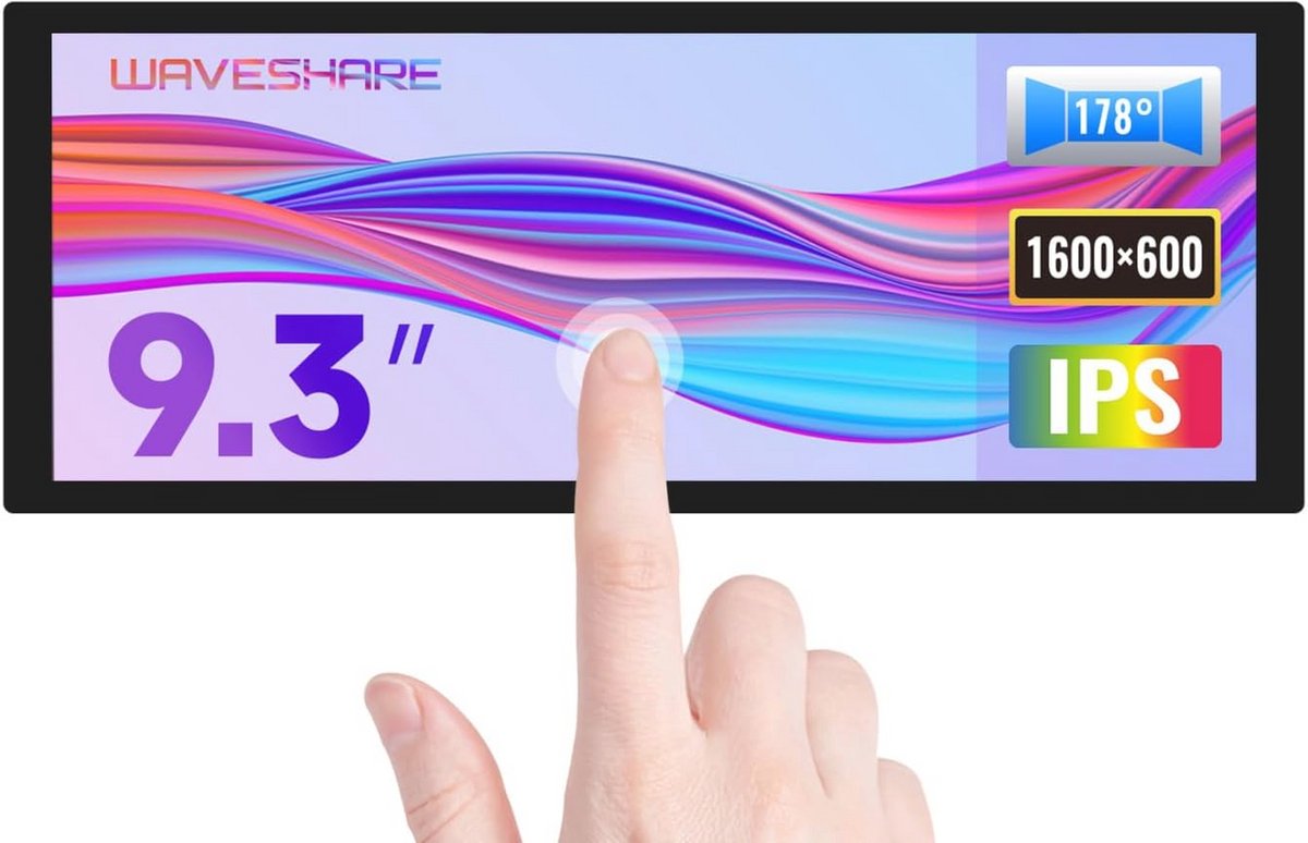 9.3 inch Capacitive Touch Display voor Raspberry Pi - Hoogwaardige IPS Scherm met Hoge Helderheid en Verstelbare Helderheid