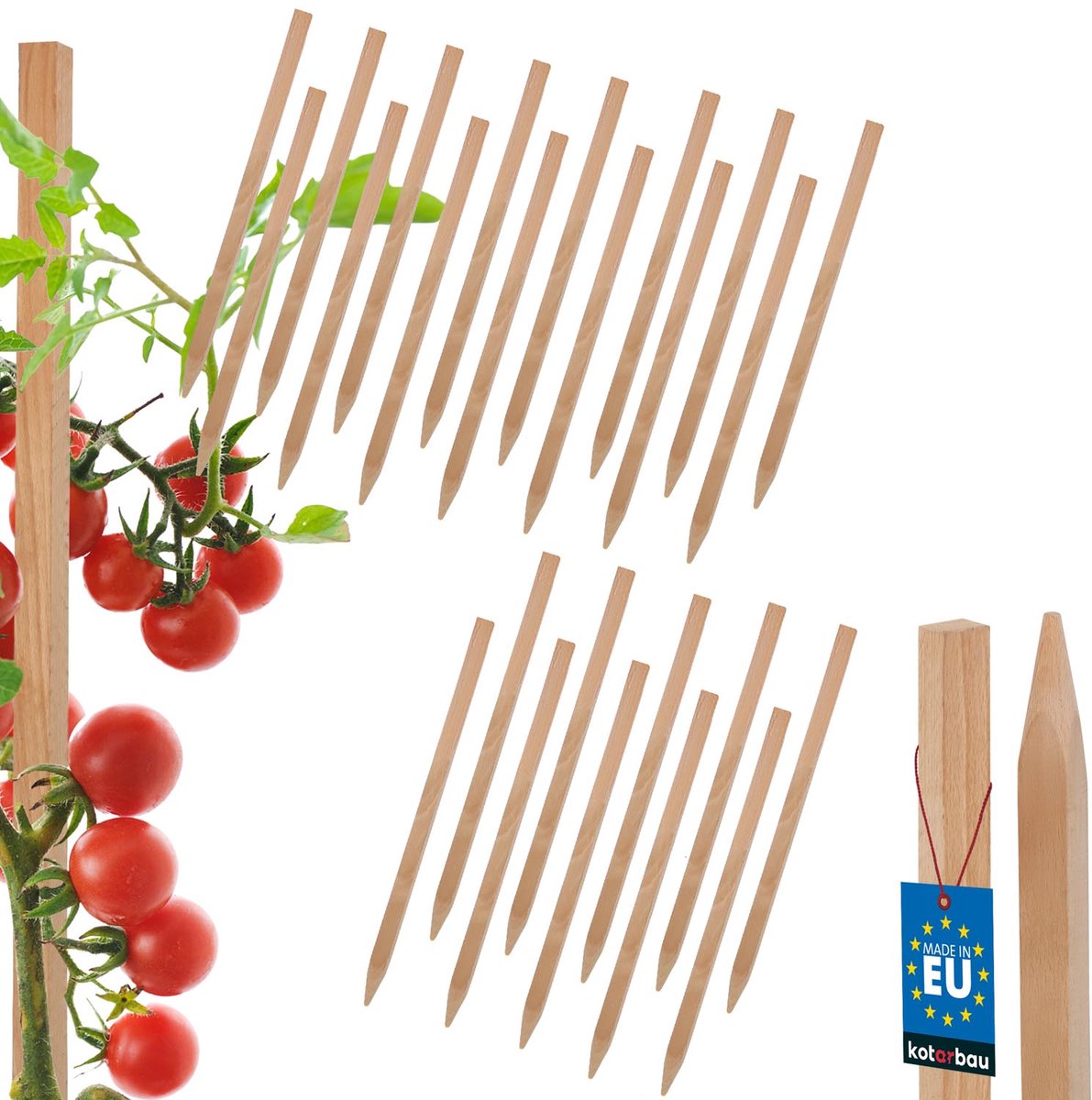 KOTARBAU Serie - Houten Plantensteun Set - 25 cm - Ondersteuning voor Groente en Planten - 25 Stuks