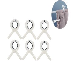 Wasknijpers - wasknijpers klein - Knijpers - handdoekclips - 6 stuks - Handdoekknijpers - sokken clips - sokkenclips - wasknijpers kunststof - wasknijpers plastic - 9.5*6.5CM - Wit + blauw