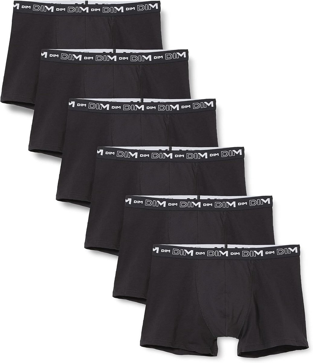 Boxershorts voor heren, katoen en stretch, ademend, optimale grip, 6 stuks, Zwart, L