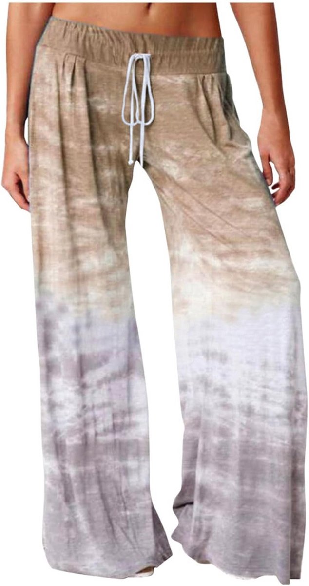Plus Size Dames Wijde Pijpen Broek - Katoenen Loungewear voor Yoga en Strand