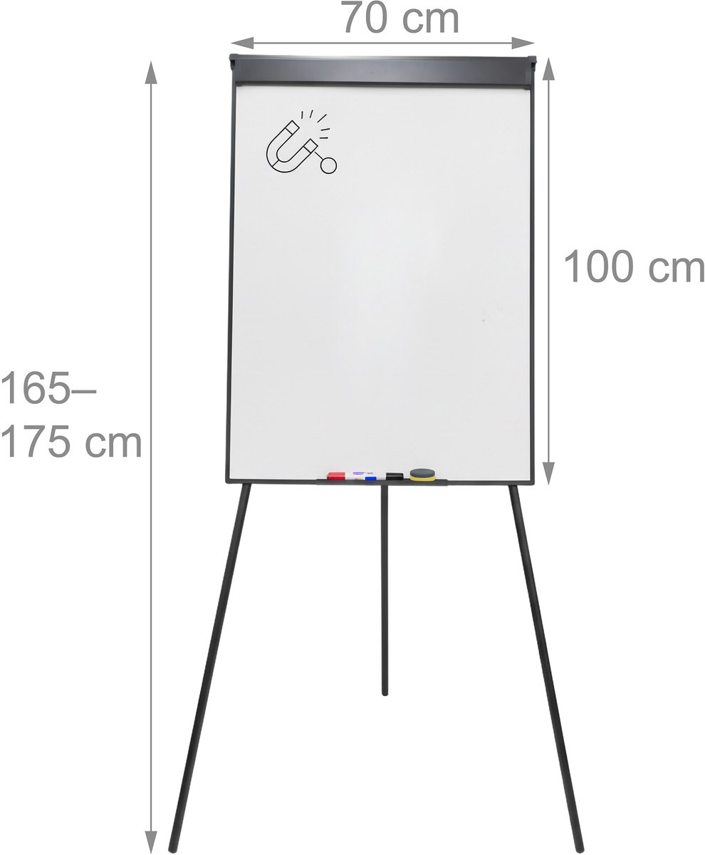 Flipover whiteboard - hoogte verstelbaar - zwart thumbnail 5