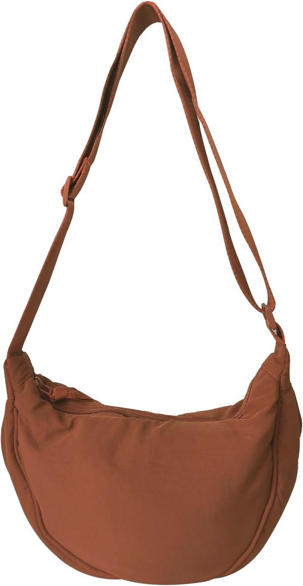Nylon Halve Maan Tas voor Vrouwen - Verstelbare Crossbody Tas met Draagbare Knoedel Zak