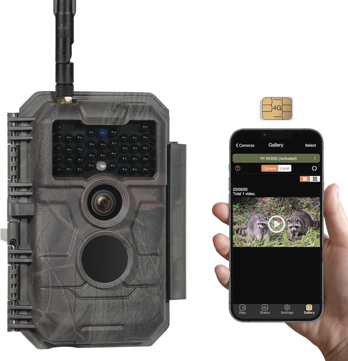 4G LTE Wildcamera met Simkaart en App - 48MP Nachtzicht Bewegingsmelder