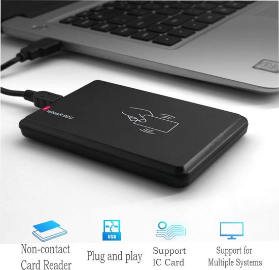 YAVIS RFID Smart IC-kaartlezer USB 13,56 MHz Proximity Contactloze kaartlezer Plug en Play 5 stuks alleen lezen NFC Tag Token-sleutelhangers 5 stuks rfid ic-kaarten