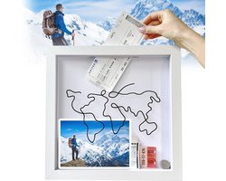 Large Size 20cm Box Frame | Adventure Archive Box Frame | Travel Memory Box Box for Photo Collection | Wooden Frame Ticket Box | Shade Box Frame for Film, Sports and Various Kinds