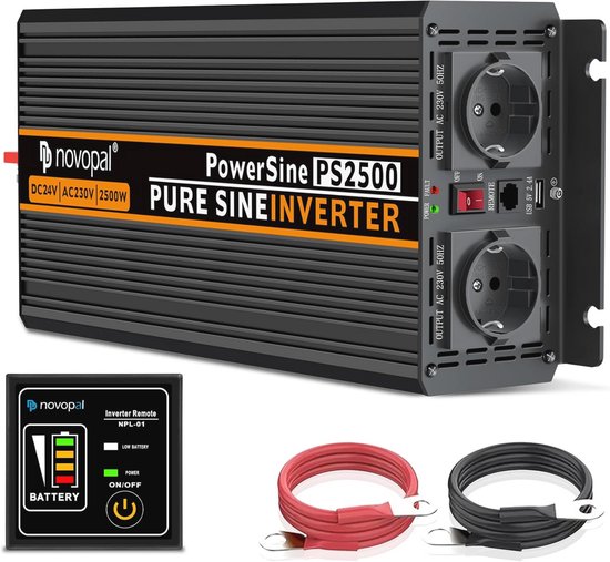 Omvormer 12V 230V 2000 W/4000 W Spanningsomvormer,Gemodificeerde Sinus Wave Inverter, 2 AC-Stopcontacten, Omvormer Voor Zonnepaneel, Auto, Camper,Voertuigen