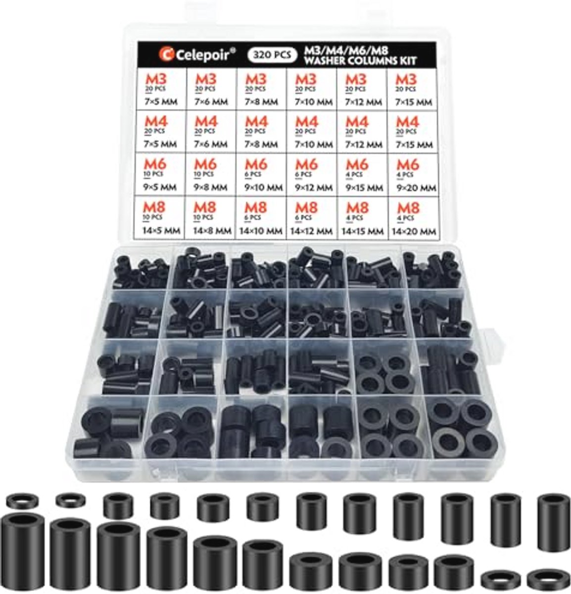 320 Stuks Zwarte ABS-Kunststof Vulplaten - Diverse Maten voor Printplaten
