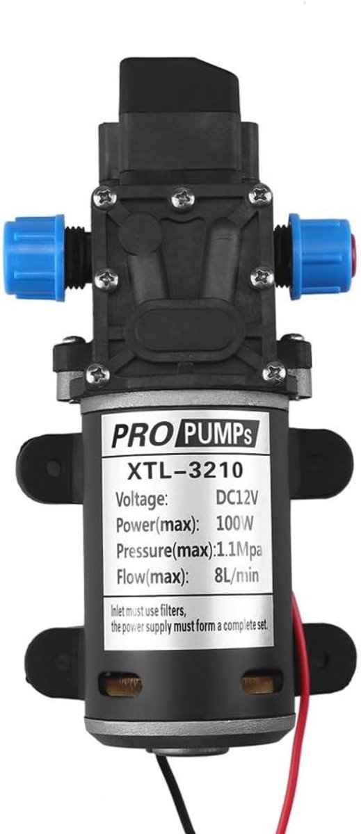 Hogedruk waterpomp 12V 100W - Zelfaanzuigend, 8 l/min, 160 psi voor Caravan, Vrachtwagen en Boot