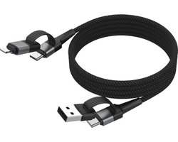 Ansmann 1700-0188 USB-kabel USB-A stekker, USB-C stekker, Apple Lightning stekker 120 cm Zwart Textielmantel