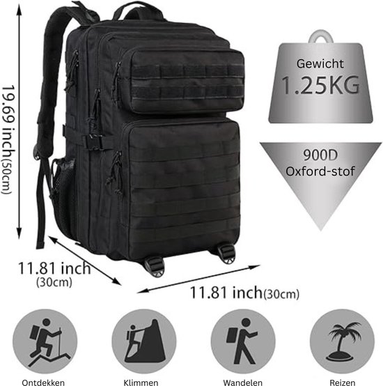 Sac à Dos Tactique Militaire 30L Léger Imperméable MOLLE - Randonnée Trekking Survie Camping