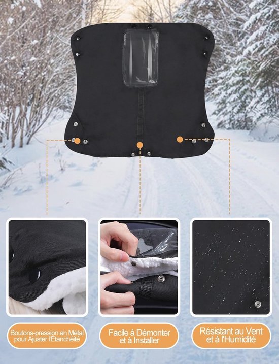 Winterhandwarmer voor Kinderwagens met Telefoonzakje - Zachte Fleece en Katoenen Handschoenen, Waterdicht en Winddicht — afbeelding 3