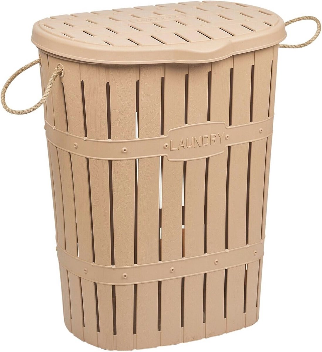 65L Bamboe Look Wasmand met Touwhandgrepen – Stijlvolle Kledingopslag