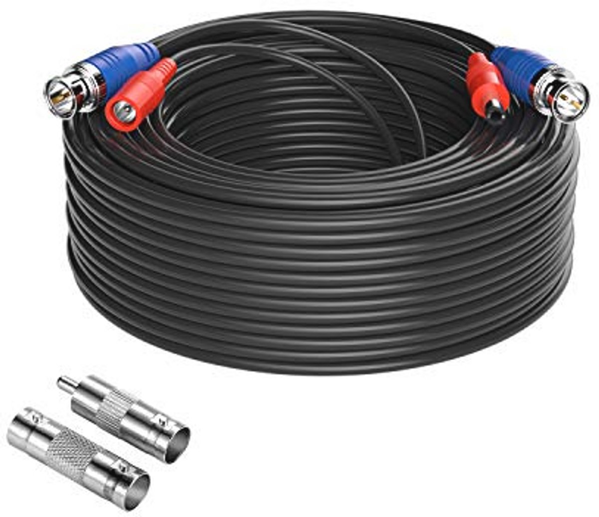 30 Meter BNC Videokabel en Voedingskabel voor CCTV Beveiligingscamera's