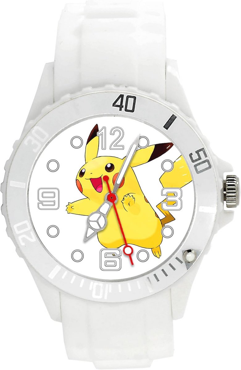 Kwartshorloge met witte siliconen band en pluche riem voor fans van geel en wit