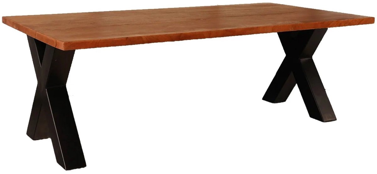 Salontafel x-poot mangohout 130cm walnoot Pato side table massief hout mango bijzettafel