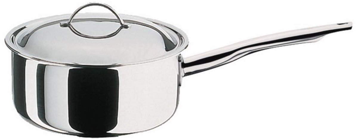 Stainless Steel Kookpan Ø 16 cm met Deksel - Vaatwasmachinebestendig, Geschikt voor Inductie