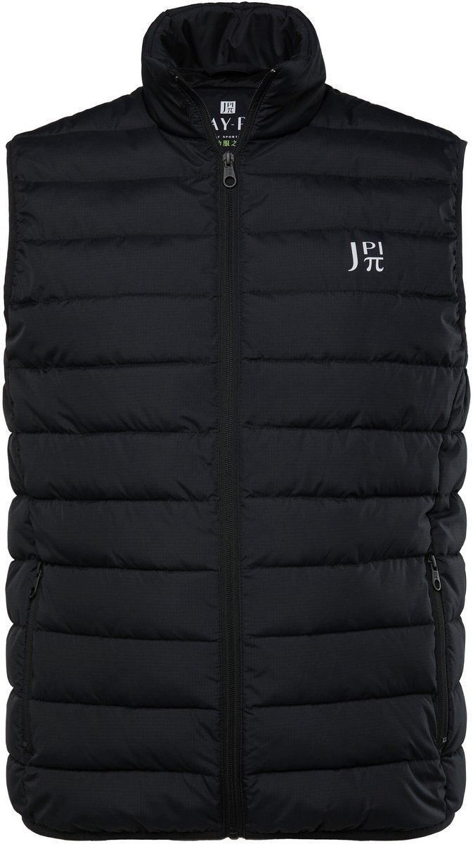 JAY-PI - Heren - Doorgestikte bodywarmer outdoor Buik-Fit in opbergzakje - Zwart - Maat 3XL