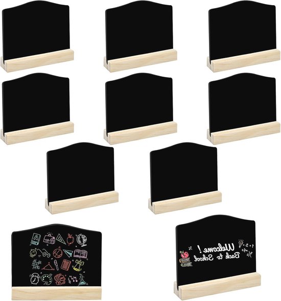 Chaks Mini krijtbordjes/schrijfbordjes - op houten voet - zwart - 8 cm Chaks Mini krijtbordjes/schrijfbordjes - op houten voet - zwart - 8 cm