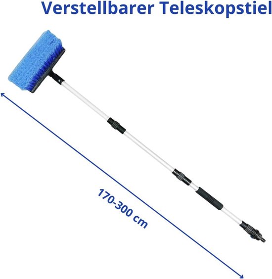Telescoop Autowasborstel met Watertoevoer en Aan/Uit-schakelaar - Ideaal voor Auto, Camper en Zonnepanelen van Merkloos	 — afbeelding 5